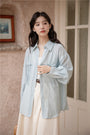 Light Blue Tencel Button-Down Long Sleeve Shirt - Masion Chérie