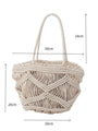 White Hollow Out Woven Shoulder Bag Versatile Commuter Bag - Masion Chérie