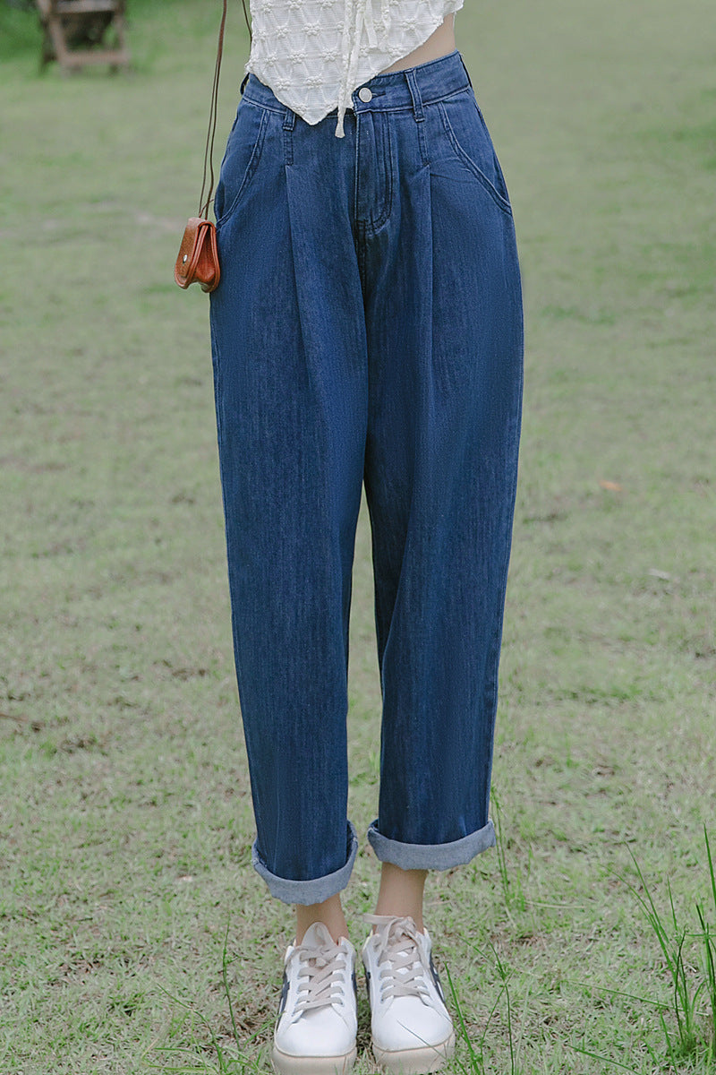 Vintage High-Waisted Loose Denim Pants - Masion Chérie