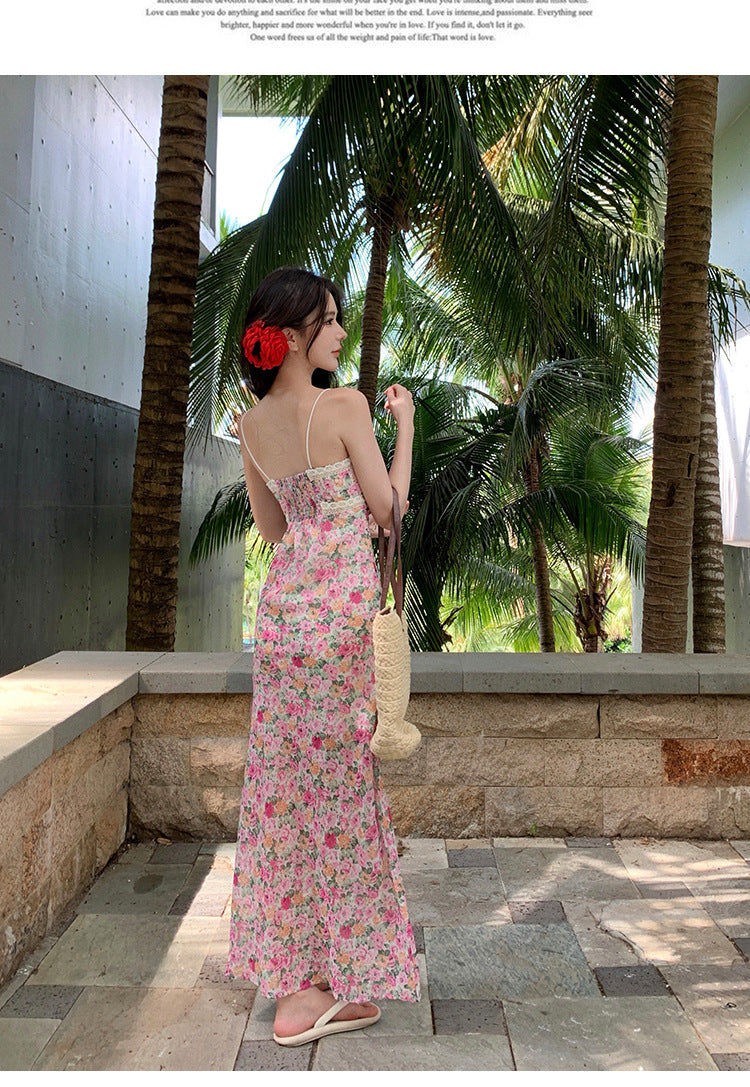 Romantic Floral Spaghetti Strap Maxi Dress - Masion Chérie