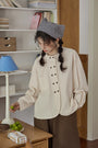 Classic Ivory Double-Breasted Button Front Blouse