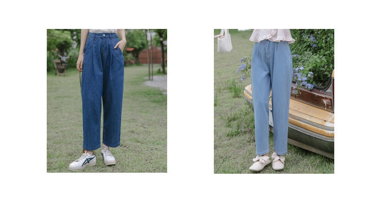 Vintage High-Waisted Loose Denim Pants - Masion Chérie