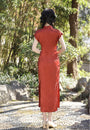 Vintage Burgundy Cap Sleeve Cheongsam Dress - Masion Chérie