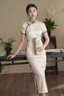 Ivory Woven Jacquard Cheongsam Dress