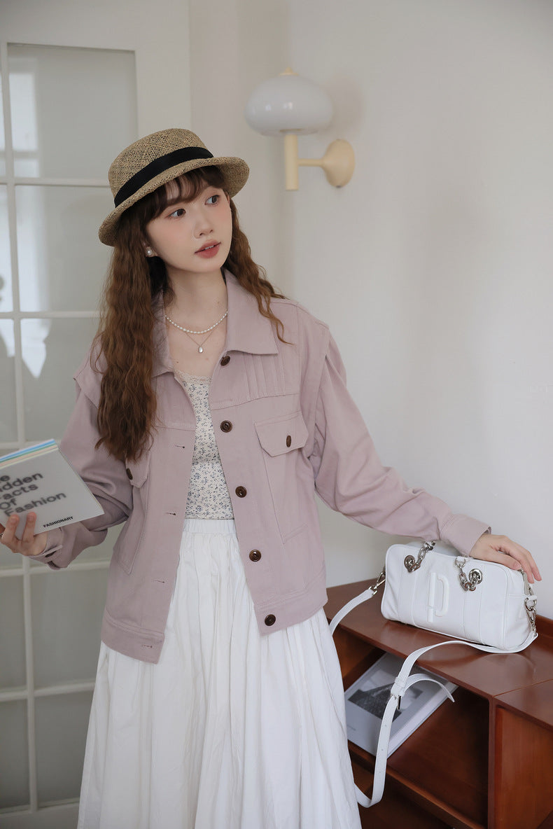 Versatile Mauve Button-Down Jacket