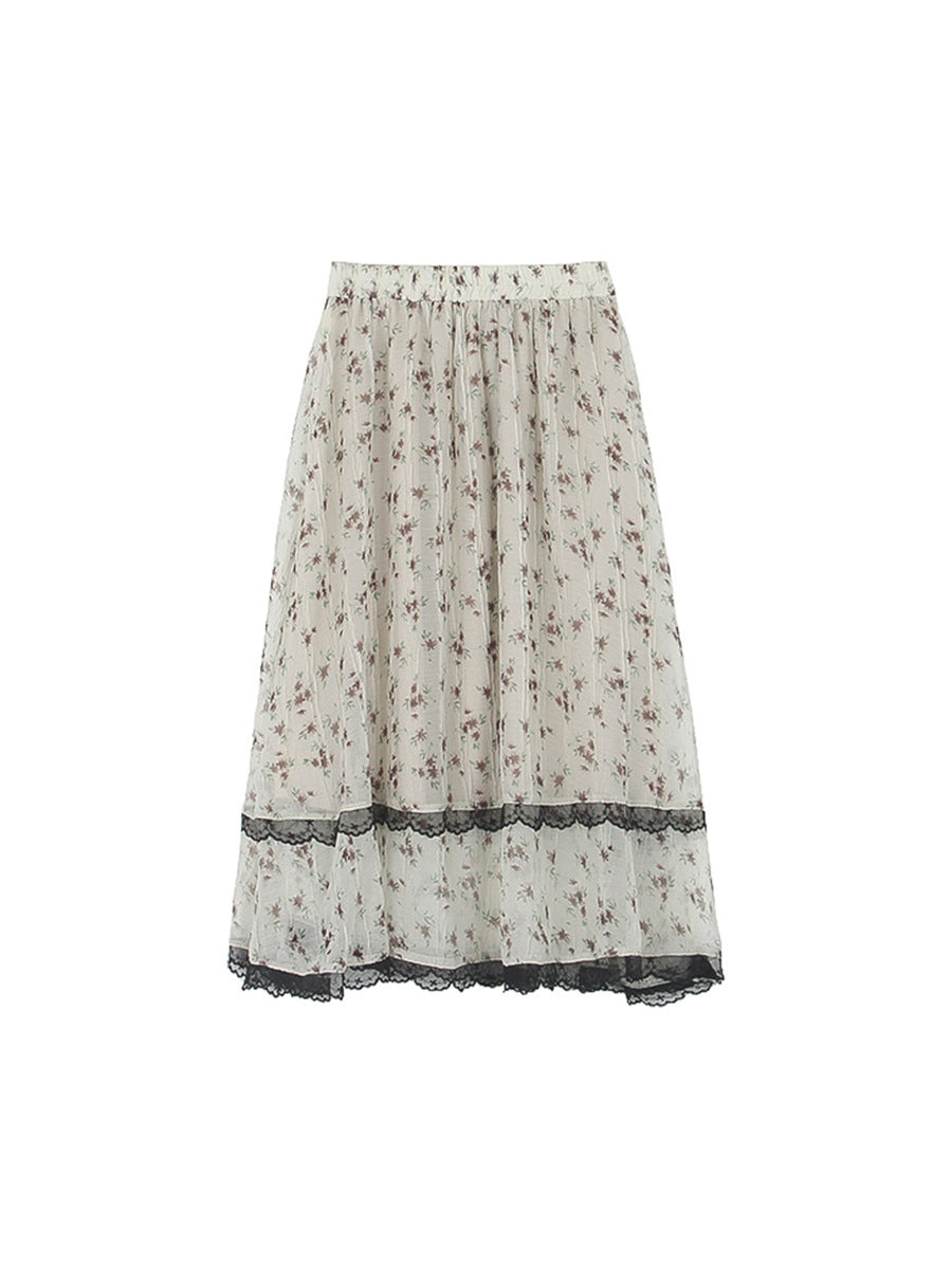 Vintage Lace Floral Maxi Skirt - Masion Chérie