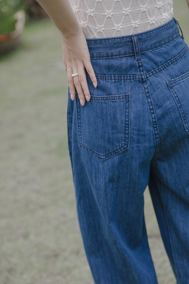 Vintage High-Waisted Loose Denim Pants - Masion Chérie