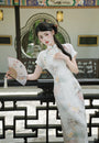 Graceful Floral Print Ivory Modified Cheongsam Maxi Dress