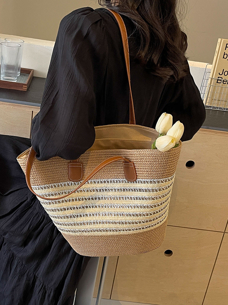 Large Capacity Straw Woven Tote Bag - Masion Chérie