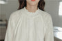 Elegant White Ruffled Buttoned Front Blouse