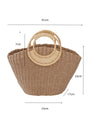 Rattan Handle Straw Tote Bag Vacation Beach Tote Bag - Masion Chérie