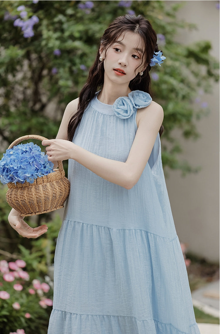 Graceful Rosette Bowknot Sleeveless Midi Dress - Masion Chérie