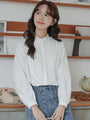 White Embroidered Frilled Collar Long Sleeve Blouse - Masion Chérie