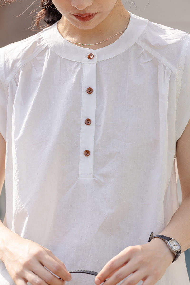 Chic Button-Down Sleeveless Blouse - Masion Chérie