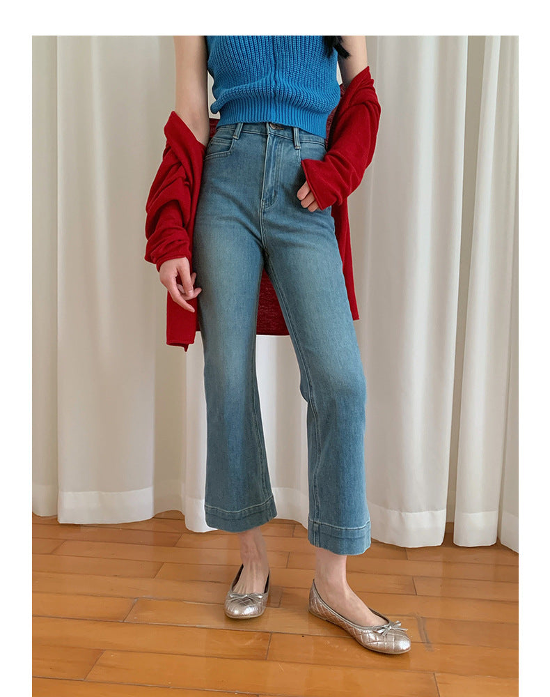 Retro Cropped Slightly Flared Jeans - Masion Chérie