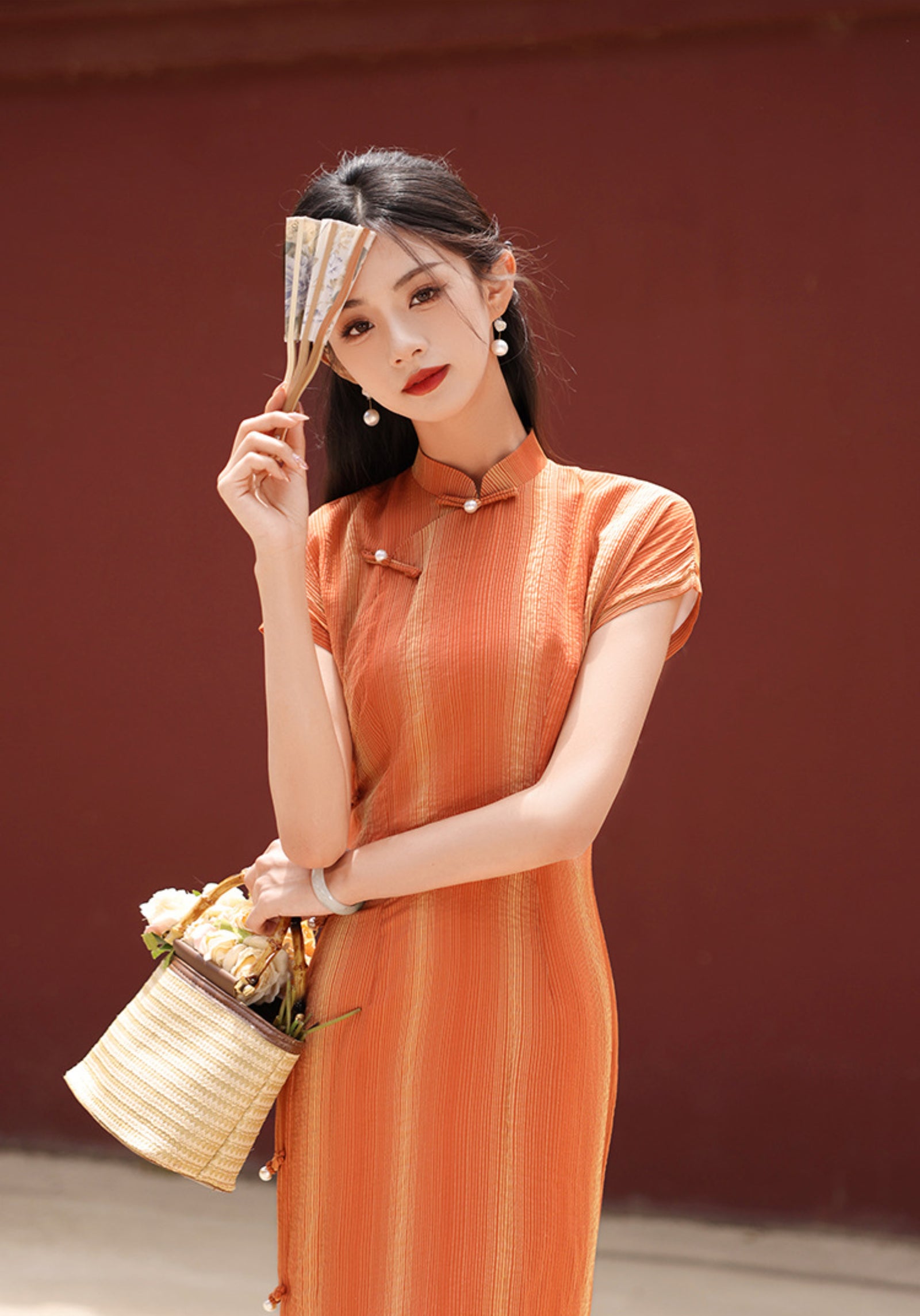 Amber Sunset Tencel Cheongsam Dress