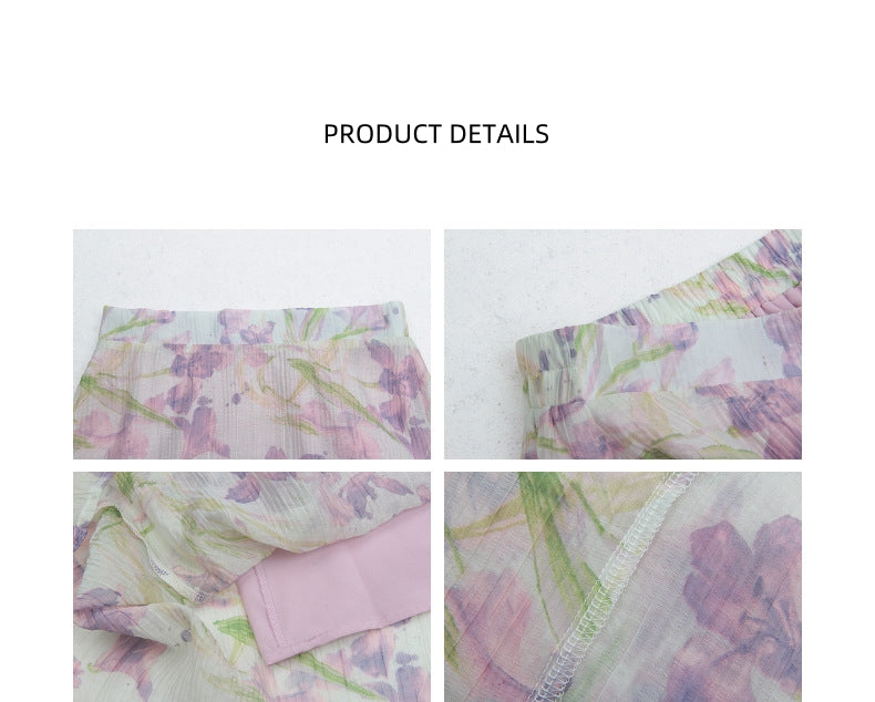 Orchid Dream Halter Blouse and Floral Maxi Skirt Set