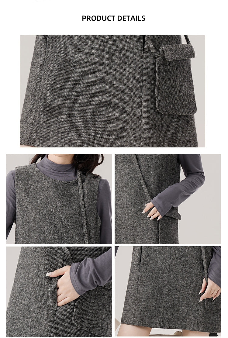 Base Layer Turtleneck and Chic Gray Vest Dress Set