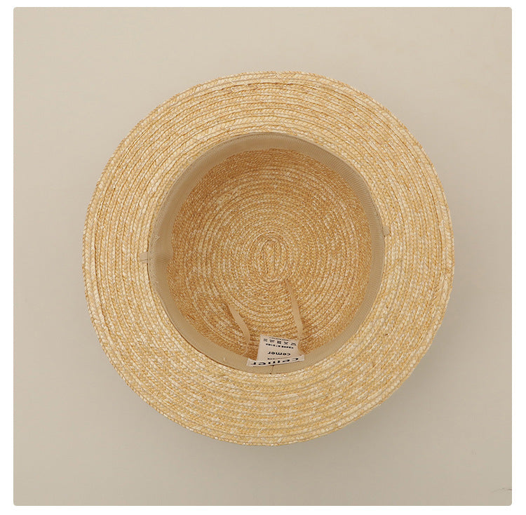 Flat Top Small-brimmed Straw Hat - Masion Chérie