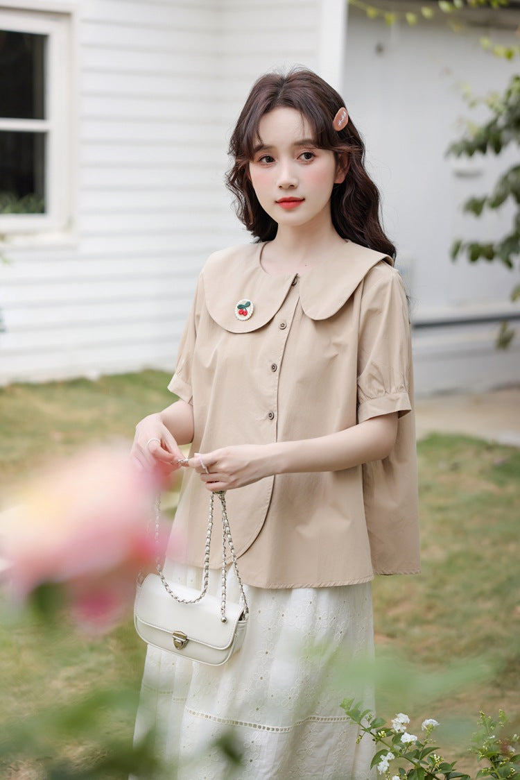 Adorable Peter Pan Collar Button-Down Blouse - Masion Chérie