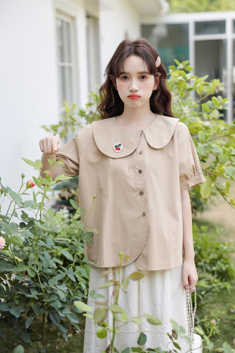 Adorable Peter Pan Collar Button-Down Blouse - Masion Chérie