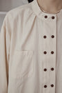 Classic Ivory Double-Breasted Button Front Blouse