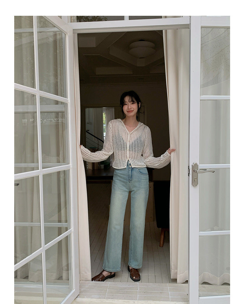 Vintage Washed High-Waisted Straight-Cut Jeans - Masion Chérie