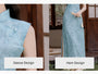 Elegant Blue Floral Embroidered Cheongsam Set