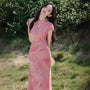 Vintage Pink Watercolor Modified Cheongsam Dress - Masion Chérie