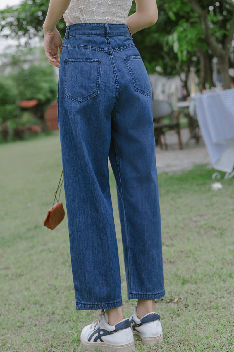 Vintage High-Waisted Loose Denim Pants - Masion Chérie