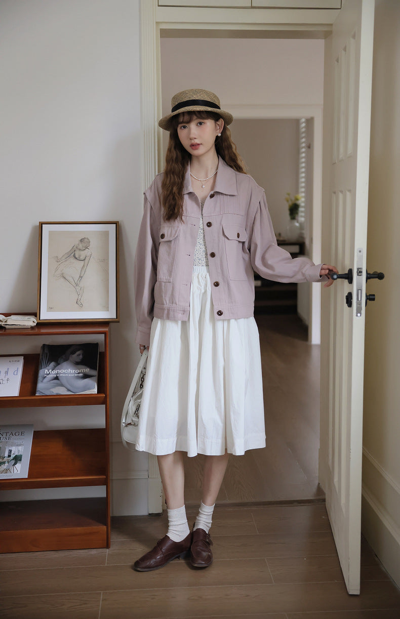 Versatile Mauve Button-Down Jacket