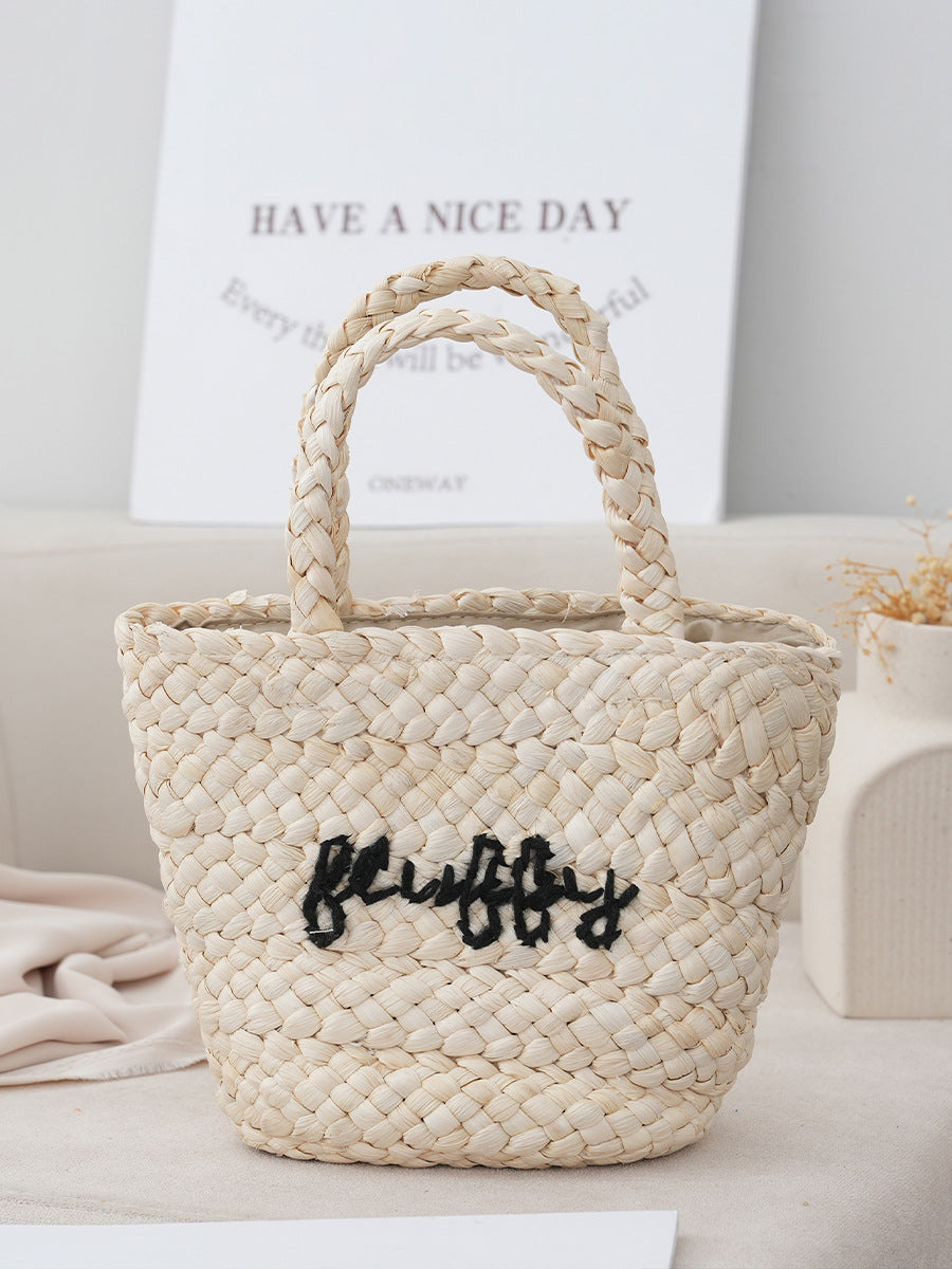 Cute Panda Beige Versatile Everyday Straw Tote Bag - Masion Chérie