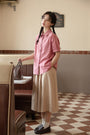 Vintage Pink Short Sleeve Button-Down Shirt - Masion Chérie