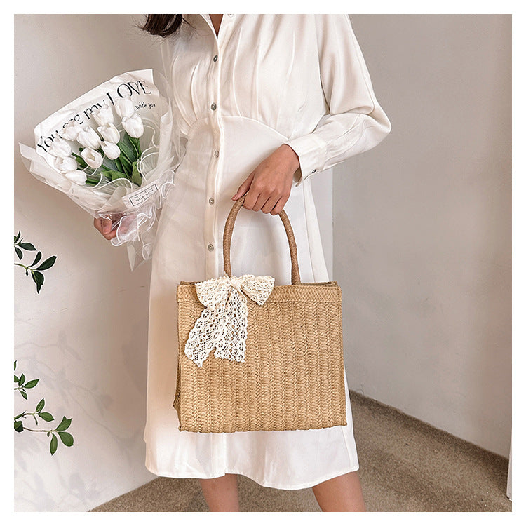 Large Capacity Straw Bag Shoulder Tote Bag - Masion Chérie