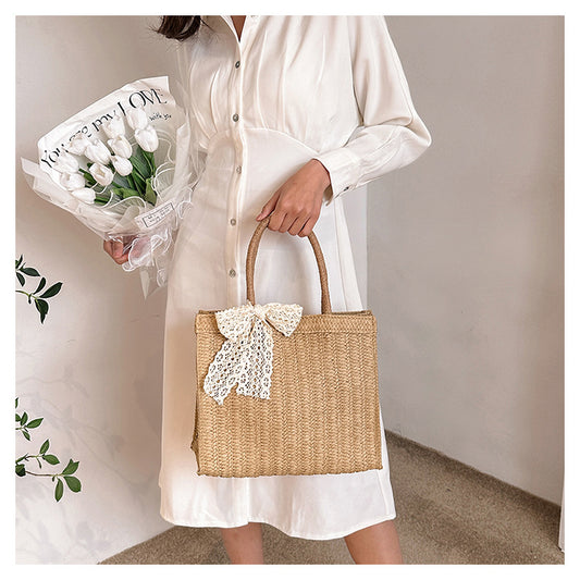 Large Capacity Straw Bag Shoulder Tote Bag - Masion Chérie