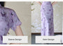 Butterfly Print Violet Cheongsam Dress