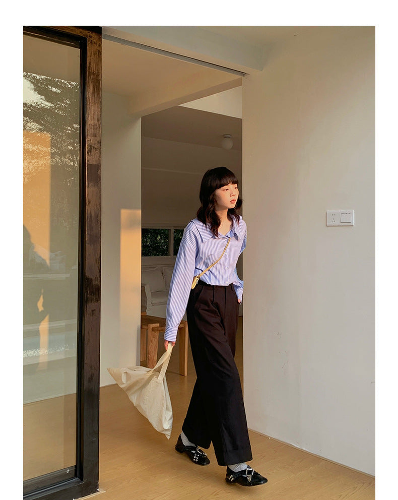 Korean Office Casual Cuffed Suit Pants - Masion Chérie