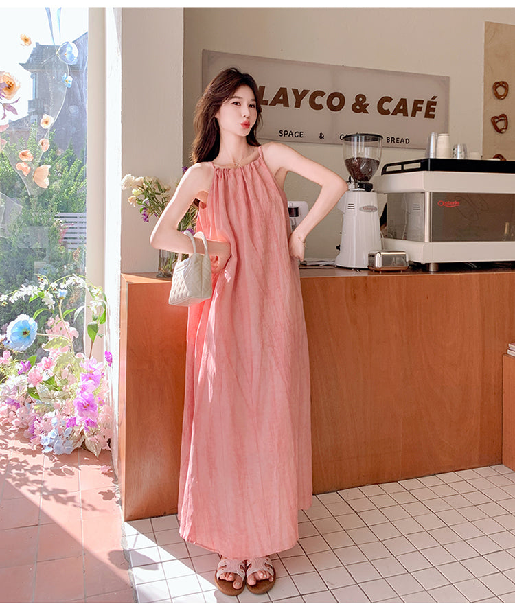 Blush Pink Summer Halter Maxi Dress - Masion Chérie