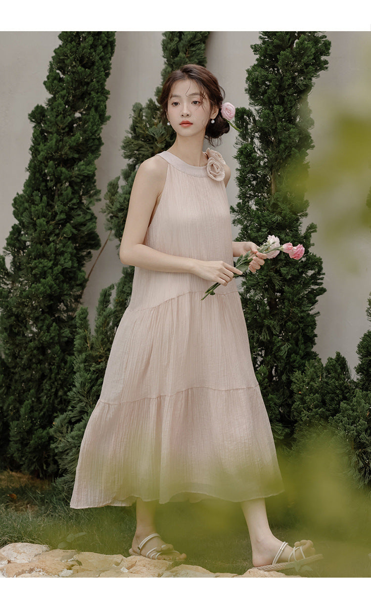 Graceful Rosette Bowknot Sleeveless Midi Dress - Masion Chérie