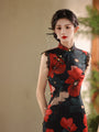 Bold Red Floral Cheongsam Dress