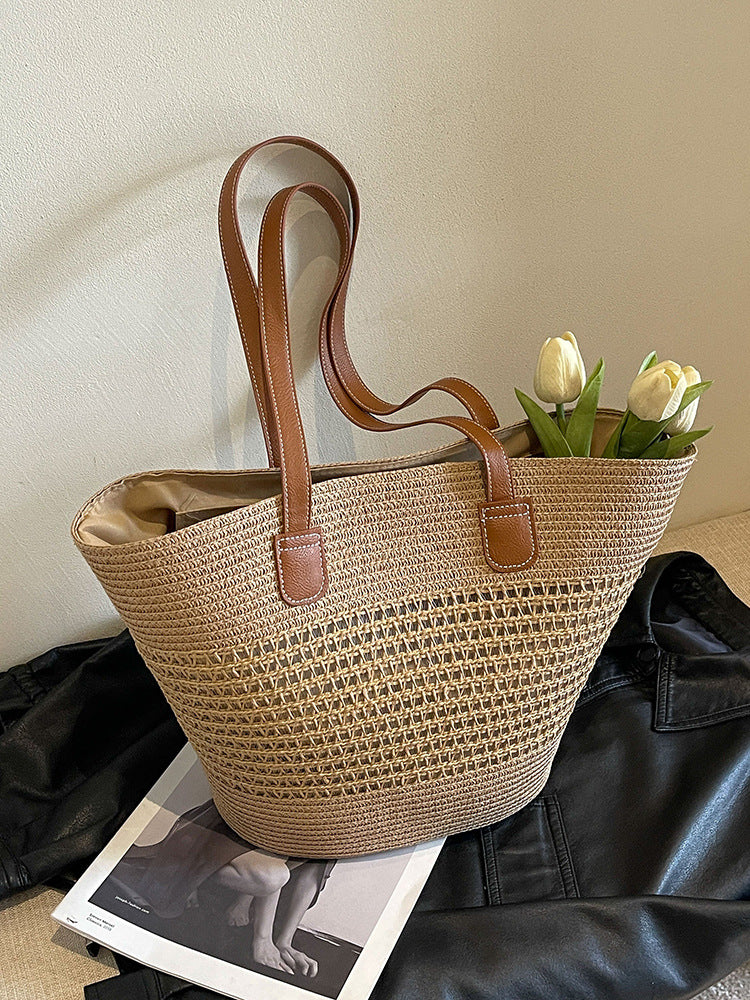 Large Capacity Straw Woven Tote Bag - Masion Chérie