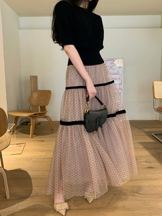 Korean Chic High-Waist Polka Dot Skirts - Masion Chérie