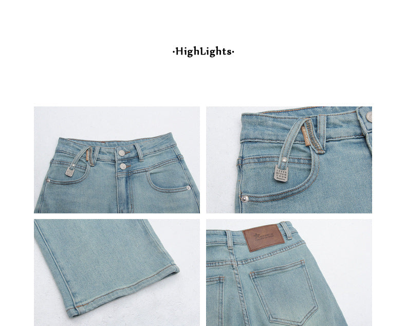 Vintage Washed High-Waisted Straight-Cut Jeans - Masion Chérie