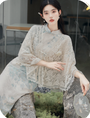 Delicate Pastel Floral Lace Cheongsam Dress