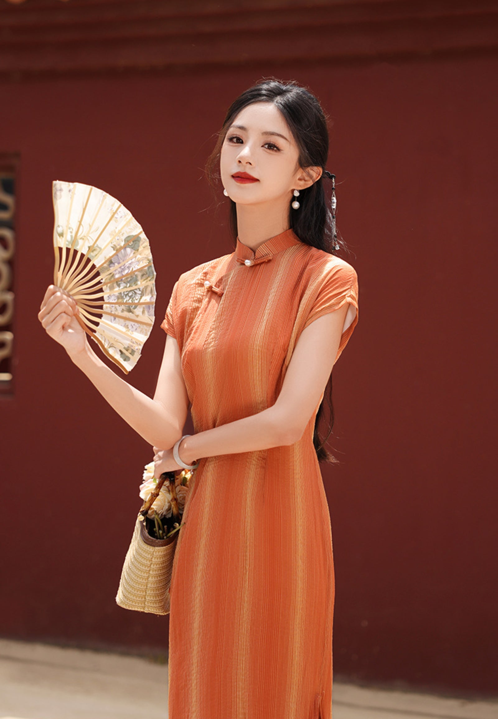 Amber Sunset Tencel Cheongsam Dress