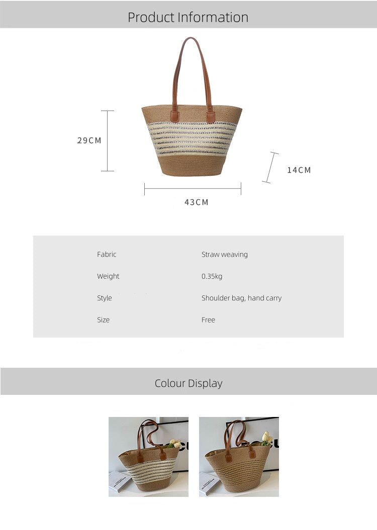 Large Capacity Straw Woven Tote Bag - Masion Chérie