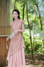 Modified Cheongsam Short-Sleeve Long Dress - Masion Chérie