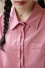 Vintage Pink Short Sleeve Button-Down Shirt - Masion Chérie