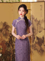 Lavender Tencel Cotton Modified Cheongsam Dress