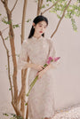 Delicate Pastel Floral Lace Cheongsam Dress